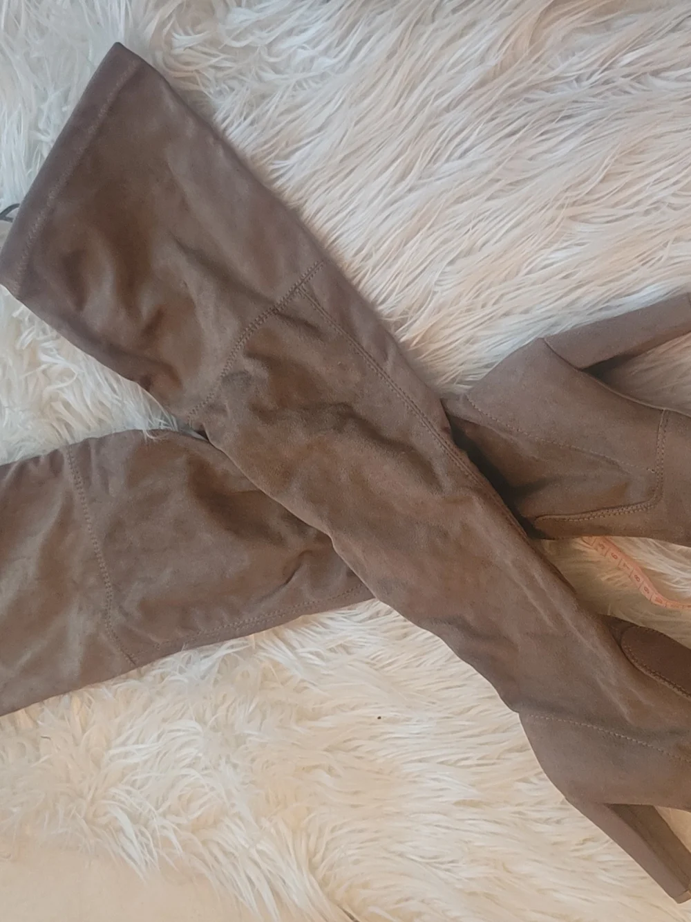 Wild Diva Taupe Over-the-Knee Suede Block Heel Boots